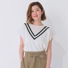 繊細な透かし編みが上品な大人のチルデンニット