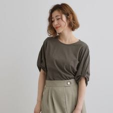【接触冷感・UVカットetc】レース切替え袖ねじりプルオーバー