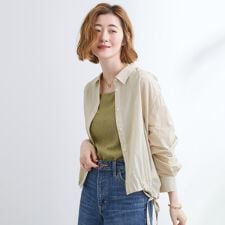 【UVカット洗える】クロップドシアーシャツ