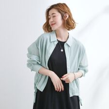 【UVカット洗える】クロップドシアーシャツ
