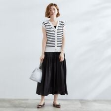 【2点SET】可愛く着まわせる！便利なニットベスト＆スカートセット