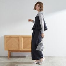 【2点SET体型カバー】夏から秋まで着まわせる！プリーツビスチェセットアップ