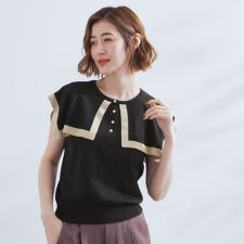 【ひんやりUVカット】大人の可愛さ　セーラーカラーニット