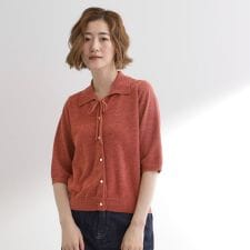 ラメモール衿付きプルオーバーニット
