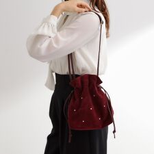 スタッズスエード調巾着ショルダー