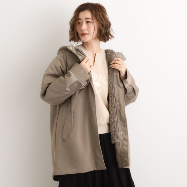 IENA　イエナ　モッズコート　ボア　ファー　3way　ライナー付　取り外し可能 セール】【フード取り外し可/ロング丈】ボアライナー付きコート