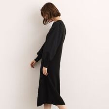 【石川梨華さん着用】一枚で華やぐ、袖布帛ケーブルニットワンピース