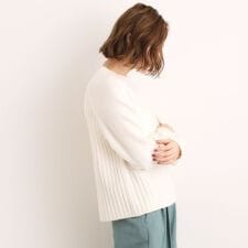 【石川梨華さん着用】【洗える】バックリブ切替ニット