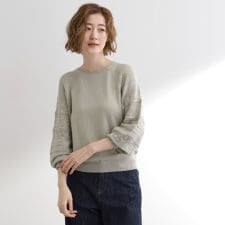 【最終お値下げ！！】袖レース編みラグランスリーブニット