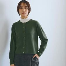 【毛玉軽減／洗える】編地切替カーディガン