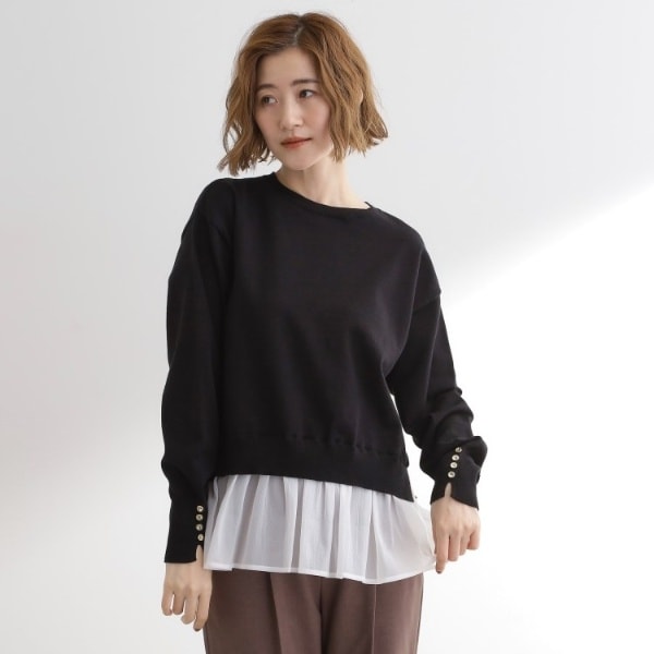 裾レイヤードニットプルオーバー