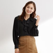 グローブ(grove)の袖プリーツフロントフリルブラウス