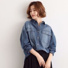 グローブ(grove)の【選べる着丈】オーバーサイズデニムシャツ