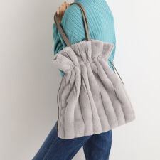 ストライプエコファー巾着トート