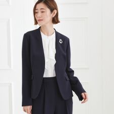 【マシンウォッシュ／防シワ】Wクロスノーカラージャケット