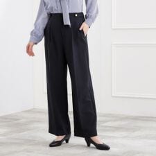 【マシンウォッシュ防シワS-3L】着回しできるカセット服ワイドパンツ