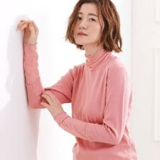 シアー切替ハイネックプルオーバー