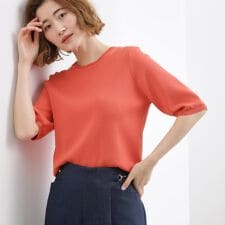 【貴島明日香さん着用・シリーズ累計34万枚】やわらかドライタッチ 五分袖クルーネックニット