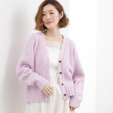 コットン混バスケットVネックカーディガン