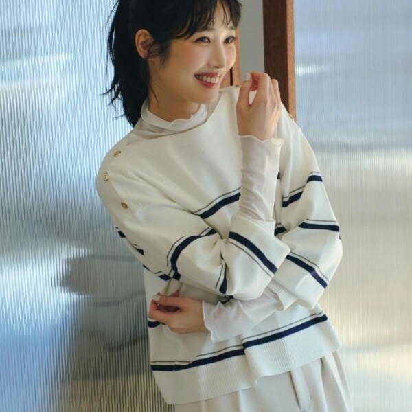おうちで洗える】顔周りすっきり、ボートネックニット | グローブ