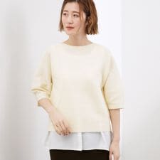 【貴島明日香さん着用・洗濯機で洗える】レイヤードにもおすすめ、軽やかクロップドニット