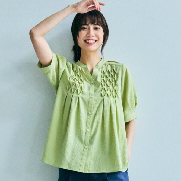 貴島明日香さん着用体型カバー】ON・OFF使えるスモッキングタック