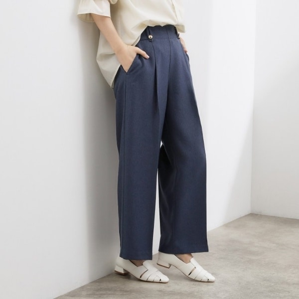 デニムライク ワイドストレートパンツ