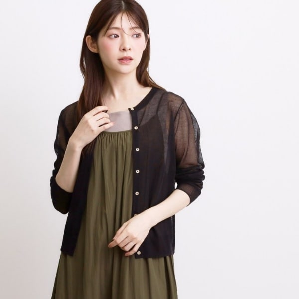 高評価！【洗える／名品】大人の透け感、シアーカーディガン