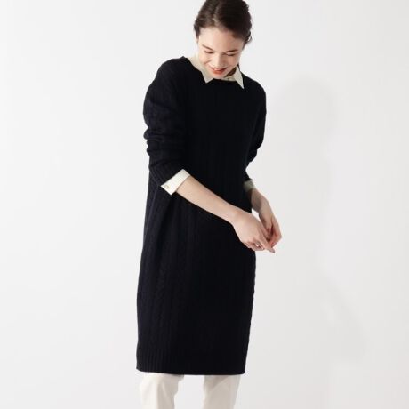 ブルーレーベルクレストブリッジ ニットワンピース 分け 黒 毛混  