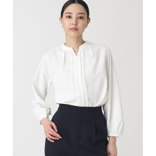 【セレモニー入卒通勤洗える】金属バー付タックブラウス