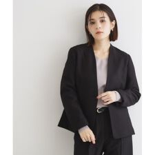 【セットアップ可】ウール調ノーカラージャケット