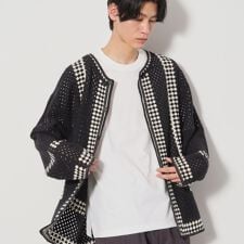 クロシェ編み風ニットカーディガン