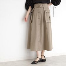 フラップベルト付きスカート【洗える】