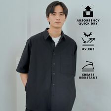 パーフェクテックツイル5分袖シャツ【セットアップ可吸水速乾UVカットアンチピリング】