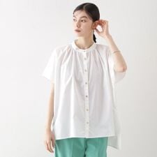 袖ギャザーブラウス【洗濯機OK】