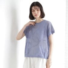 コード刺繍シアーニット【洗える】