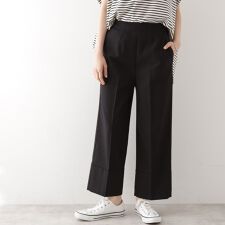 麻混ワイドパンツ【洗える】