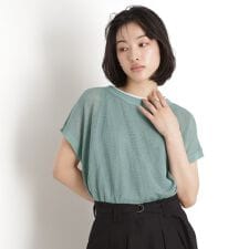 フレンチスリーブメッシュニットタンクセット【洗える】