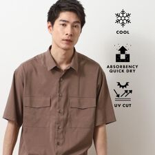 クールファイバーダブルフラップ半袖シャツ　接触冷感／吸水速乾／UVケア／軽量／セットアップ可