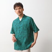 総柄サッカー半袖シャツ マシンウォッシャブル