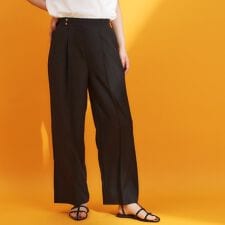 麻調ピンタックワイドパンツ【洗濯機OK】