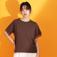 【再入荷】袖シアーTシャツ【接触冷感UV洗濯機OK】