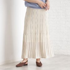 ラメシアーストライプスカート【毛玉になりにくい洗濯機OK】