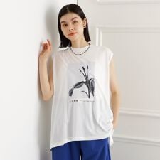 異素材切替フォトプリントTシャツ【洗える】