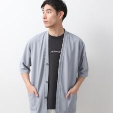 ザ ショップ ティーケー(THE SHOP TK)のツイルステッチ半袖カーディガン【洗濯機OK接触冷感】