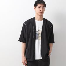 ザ ショップ ティーケー(THE SHOP TK)のツイルステッチ半袖カーディガン【洗濯機OK接触冷感】