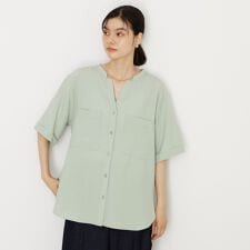 【再入荷新色】ダブルポケット5分袖シャツ体型カバー／洗濯機OK