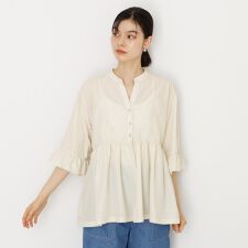 フリルチュニックブラウス【洗濯機OK】