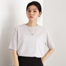 5分袖シアーTシャツ【二の腕カバー洗濯機OK】