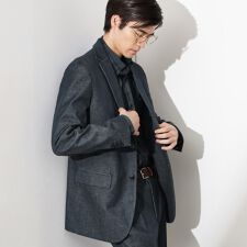 エバーデニムジャケット【色落ちしにくい洗濯機OKストレッチセットアップ可】